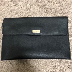 KATE SPADE black leather clutch